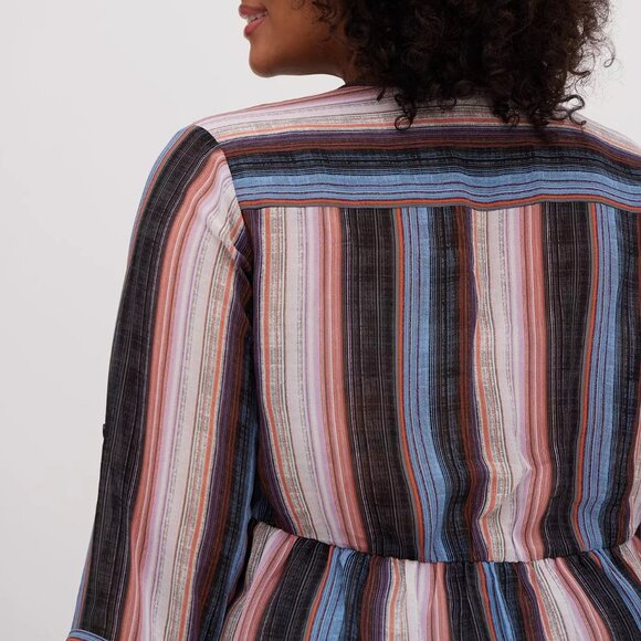 *BOGO FREE* 4X Torrid Emma Babydoll Chiffon Tunic Blouse Striped Women's Top - Picture 4 of 11